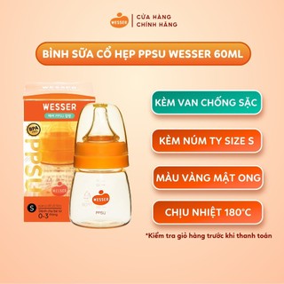 Bình sữa cổ HẸP PP Wesser 60ml/140ml/250ml