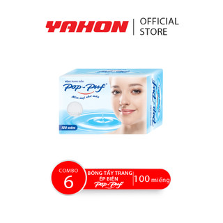 Combo 6 hộp bông tẩy trang ép biên pop-puf, 100 miếng/hộp