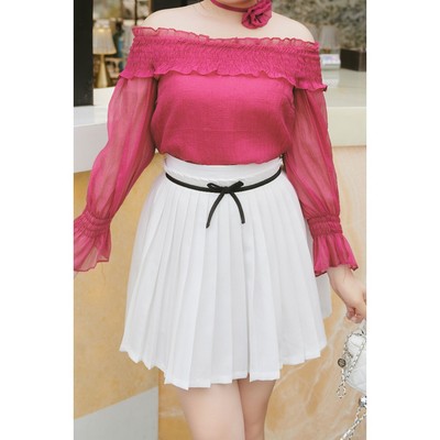 Chân váy dập ly phối dây nơ cạp BIGSIZE (55kg đến 95kg) - 24YCV44 - [BU Bigsize Young]
