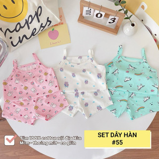 Set bộ thun 2 dây hoạ tiết siêu cưng cho bé diện hè