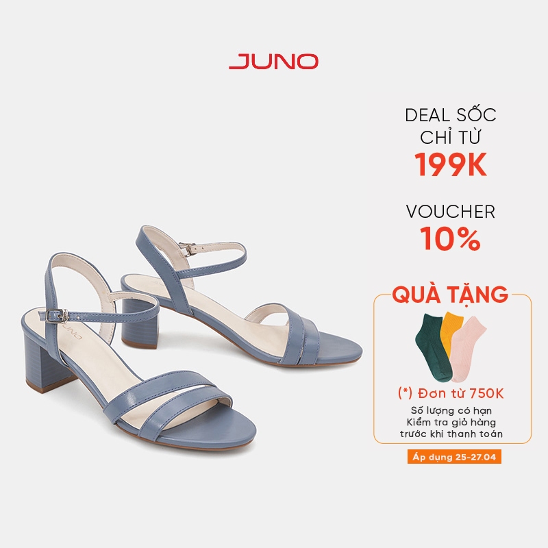 Giày Sandal Nữ 5cm Thời Trang JUNO Gót Vuông Quai Mặt Bất Đối Xứng SD05044