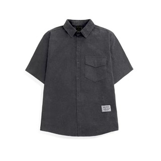 Áo sơ mi nam nữ tay ngắn chất nhung tăm cao cấp kiểu dáng form rộng, unisex, basic