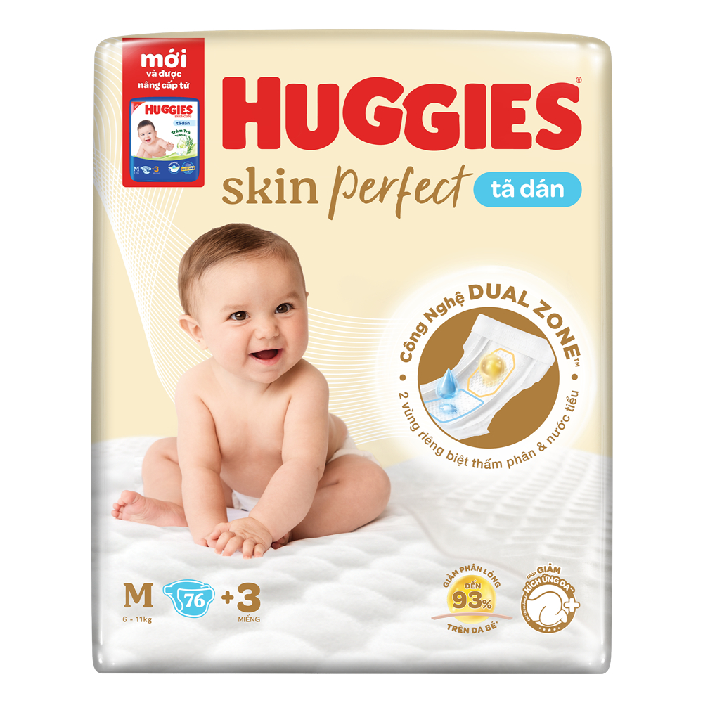 Tã dán cực đại Huggies Skin Perfect M76/S80/NB70/NB108