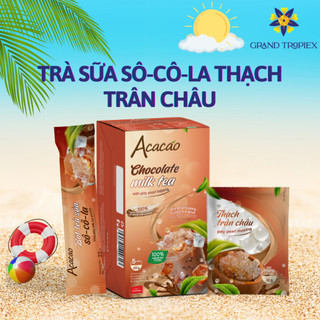Bột trà sữa sô-cô-la thạch trân châu Acacao dai giòn quá đã - 1 Hộp pha được 5 ly.