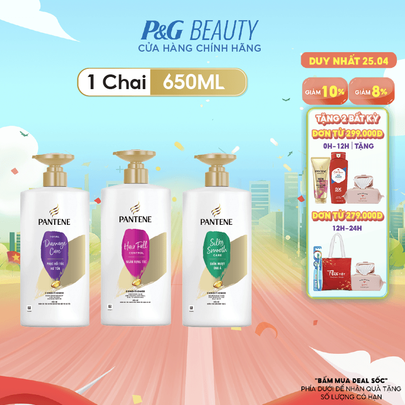 Dầu Xả PANTENE Chai 650ml Ngăn Rụng Tóc / Mượt Mà Óng Ả / Chăm Sóc Hư Tổn