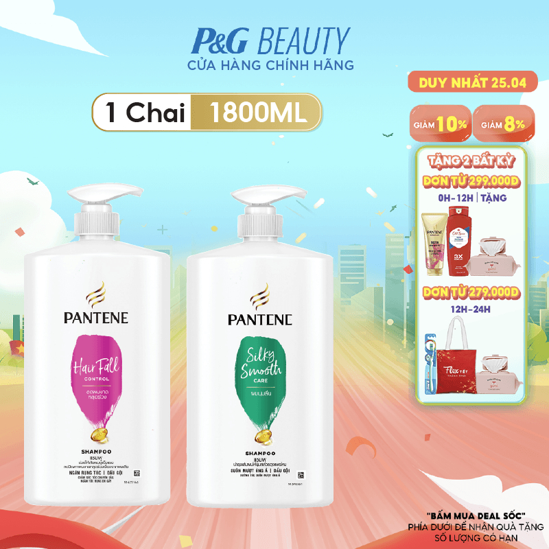 Dầu Gội PANTENE Pro V Chai 1800ML Suôn Mượt Óng Ả / Ngăn Rụng Tóc