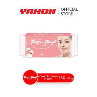 Bao Bông Tẩy Trang Ép Biên POP-PUF, 180 Miếng/Bao