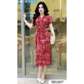  MDU3977 Váy thiết kế sang trọng với chất liệu Lụa Twist Silk cao cấp hàng 2 lớp có lót lụa, mềm mịn.