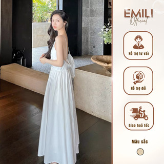 Đầm maxi khoét lưng Emili đầm suông hở lưng dáng xòe phong cách