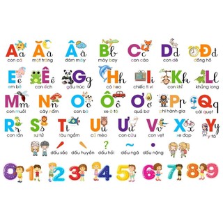 Decal dán tường Chữ cái và số Tiếng Việt cho bé 💖 SALE TỐT 💖 Decal bảng chữ cái cho bé có keo sẵn