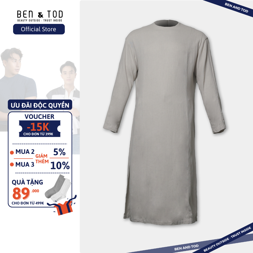 Áo Dài nam BEN & TOD 21021  áo dài cách tân truyền thống đơn giản  trẻ trung truyền thống thoáng mát OUTLET 499