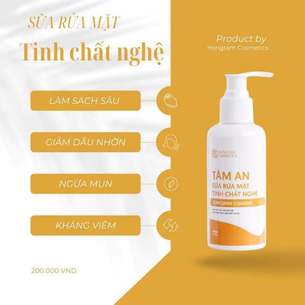 Sữa Rửa Mặt Nghệ Tâm An 150ml [Mulrose ] Làm Sạch Sâu & Dưỡng Da, cung cấp độ ẩm làm mềm mịn da