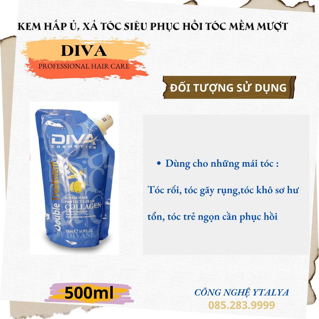 Kem hấp ủ, xả tóc  COLLAGEN DIVA  hấp phục hồi tóc siêu mềm mượt