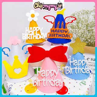 Mũ sinh nhật vải dạ mẫu mới mũ đội đầu 3d hàn quốc trong tiệc happybirrthday chipmymy
