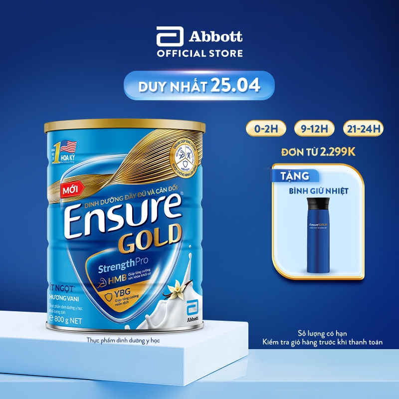 Sữa bột Ensure Gold Abbott ít ngọt (HMB) 850g/ 800g