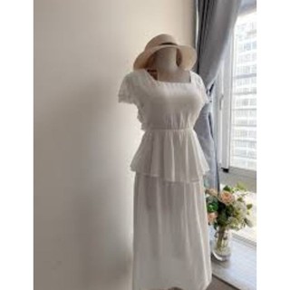 Đầm lụa trắng y hình còn size L 50-60 kg