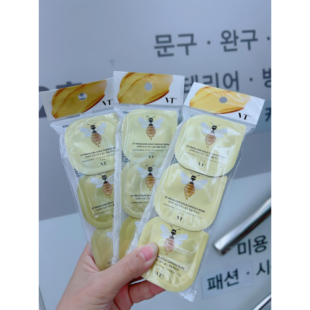 Mặt nạ sữa ong chúa VT PROGLOSS GOLD CAPSULE MASK - set 3 hũ mask x 7,5g