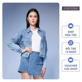 Áo Khoác Nữ Denim Dáng Rộng Kiểu Vasity - Varsity Women's Loose Denim Jacket V-SIXTYFOUR 222WD1044B1910