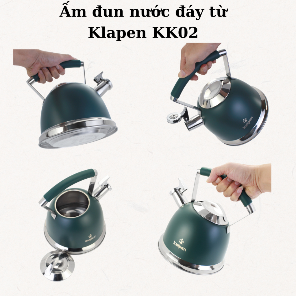 Ấm đun nước bếp từ 2.5L Kalpen KK02, Siêu đun nước có còi báo