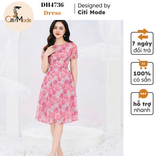 Đầm công sở CITI MODE FASHION thiết kế dáng xòe hoa hồng DH4736