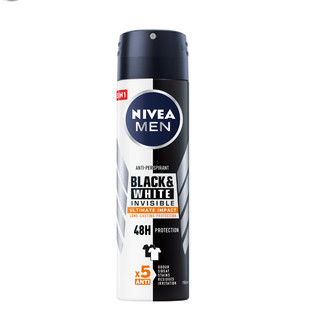 Xịt ngăn mùi NIVEA MEN Black & White ngăn vệt ố vàng vượt trội 5in1 (150ml)