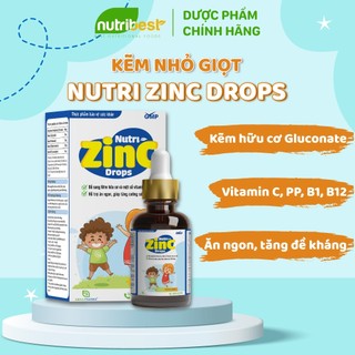 Kẽm nhỏ giọt Nutri ZinC Drop – Bổ sung Kẽm, Vitamin C hỗ trợ ăn ngon, tăng cường sức đề kháng