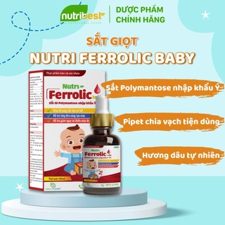 Sắt nhỏ giọt Nutri Ferrolic hương dâu tự nhiên – Bổ sung sắt III Polymantose nhập khẩu Ý