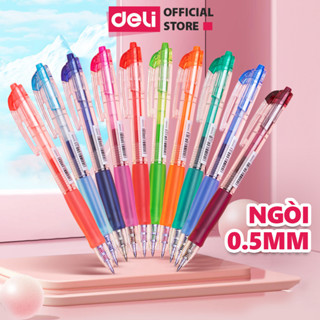 [Màu xinh xắn] Bút Bi Nước Mực Gel Ngòi 0.5mm 10 Màu Chính Hãng Deli, Bút Gel Nhiều Màu Trang Trí Vở