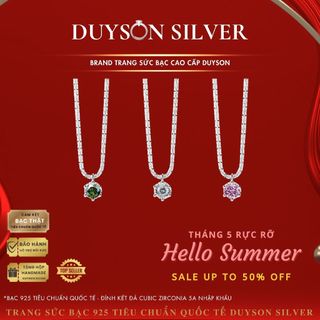 Dây chuyền bạc 925 DUYSON SILVER, Vòng cổ nữ dây xù bắt sáng lấp lánh mặt tròn đính đá