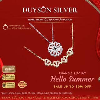 Dây chuyền bạc Ý 925 cỏ 4 lá đính nam châm DUYSON SILVER, vòng cổ nữ Mạ vàng trắng cao cấp [DCXK30]