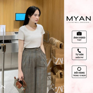 Myan design áo thun nữ cổ tròn freesize cộc tay dáng vừa màu sắc basic cao cấp a032413