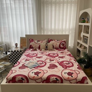 Bộ ga kèm đôi vỏ gối poly cotton siêu ngộ nghĩnh m2/m6/m8/2m2 | mẫu gấu đỏ