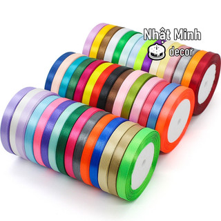 Combo 50 cuộn ruy băng 1cm satin 2 mặt chất lượng cao - cuộn 23m
