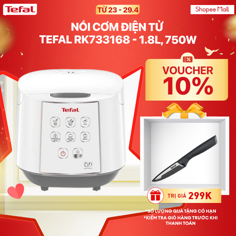 [Mã ELBSJBP04 giảm 12% đơn 500K] Nồi cơm điện tử Tefal RK733168 - 1.8L, 750W