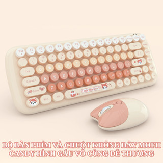 Combo bàn phím mini 84 phím thiết kế nút tròn và chuột không dây CANDY kết nối bằng chip USB tiện lợi