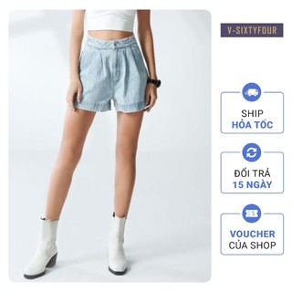 Quần short jeans nữ dáng đứng, xếp ly. Pleated Denim Short V-SIXTYFOUR V64- 222WDR1102f1910