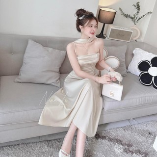 Đầm Dự Tiệc Nữ 2 Dây Cổ Yếm Nhún Ngực Dáng Đầm Dài - Sale Đặc Biệt trên Shopee! Sang Trọng và Quý Phái