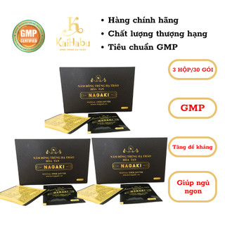 Combo 3 hộp Đông trùng hạ thảo hòa tan tốt cho sức khỏe thương hiệu Kaihabu dạng gói 3g hộp 30 gói
