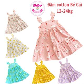 Đầm cotton xuất dư siêu mát size từ 09 đến 21kg, váy bé gái họa tiết in hoa dễ thương không phai -không xù nhão