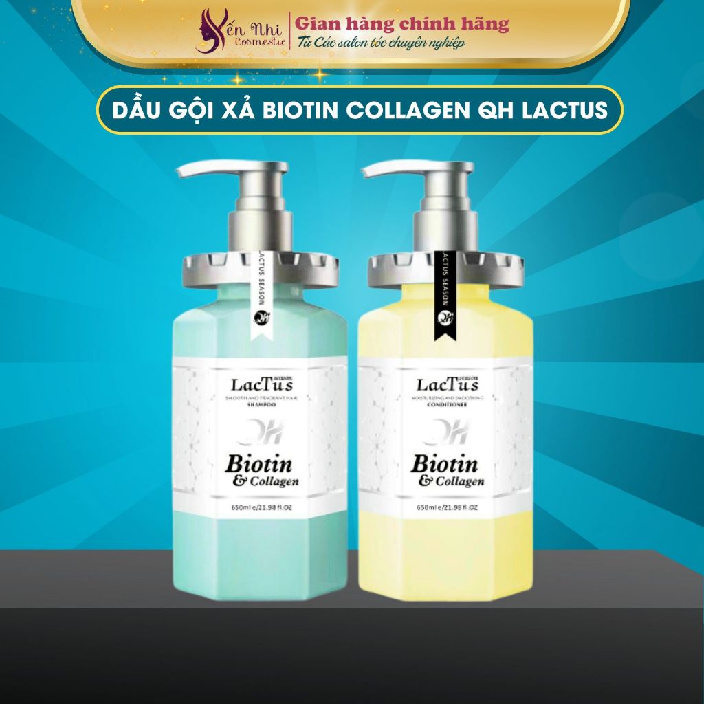Dầu gội biotin QH Lactus season ngăn rụng tóc, giảm gàu, da dầu bết Dầu gội biotin collagen 650ML