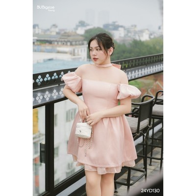 Đầm choker nơ cổ váy cạp V bèo BIGSIZE (55kg đến 95kg) - 24YD130 - [BU Bigsize Young]
