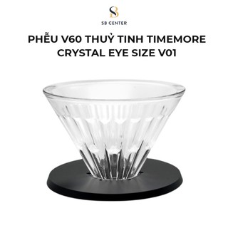 TIMEMORE Phễu V60 Thủy Tinh Crystal Size 01 Màu Đen (Kèm 10 Chiếc Giấy Lọc )