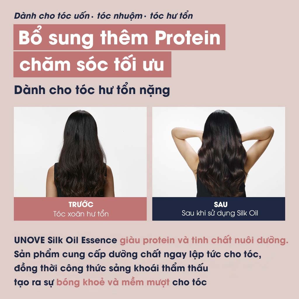 Tinh chất dưỡng tóc cao cấp UNOVE Silk Oil Essence giúp chăm sóc tóc khô và hư tổn 70ml