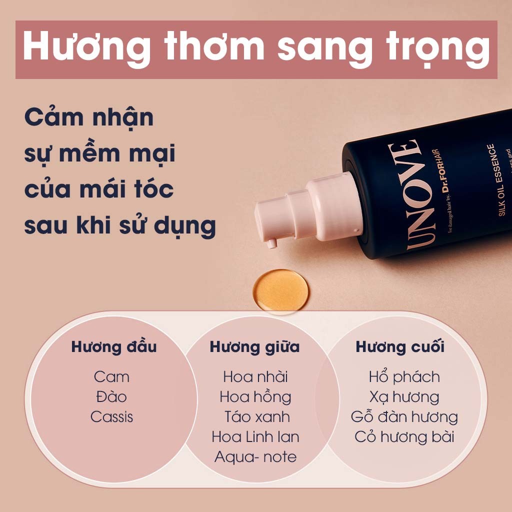 Tinh chất dưỡng tóc cao cấp UNOVE Silk Oil Essence giúp chăm sóc tóc khô và hư tổn 70ml