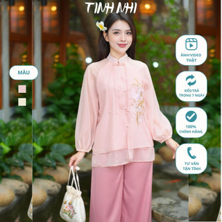 Đồ lam đi lễ tơ thêu hai lớp TINH NHI thanh lịch và sang trọng PP107
