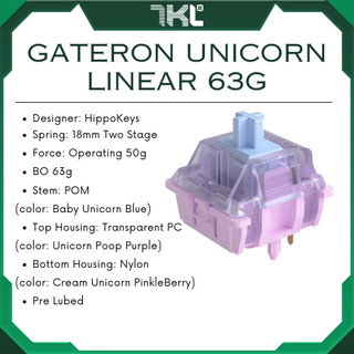 Gateron Unicorn Linear Switch | Gateron | Linear 63g | Công tắc bàn phím cơ | TheKeebsOfLeser