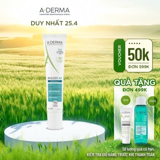 Kem Dưỡng Giảm Mụn, Kiểm soát Bã Nhờn & Làm Mờ Thâm Mụn A-derma Biology AC Perfect Anti-Blemish Fluid 40ml