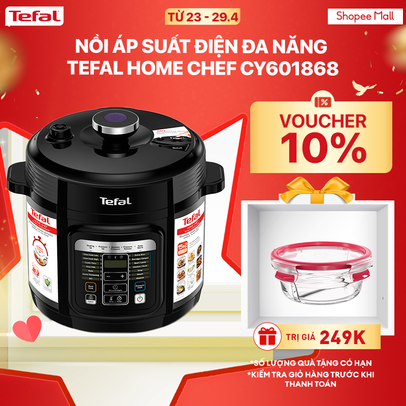 [Mã ELBSJBP04 giảm 12% đơn 500K] Nồi áp suất điện đa năng Tefal Home Chef CY601868