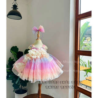 Váy cho bé gà hoa voan lưới