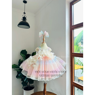 Váy cho bé gà hoa voan lưới